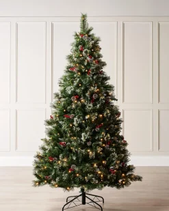 WeRChristmas Pre-Lit Victorian Frosted Berries & Pinecones Christmas Tree, 6 Ft^ Snow Flocked Christmas Trees|Pre Lit Christmas Trees