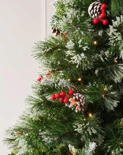 WeRChristmas Pre-Lit Victorian Frosted Berries & Pinecones Christmas Tree, 6 Ft^ Snow Flocked Christmas Trees|Pre Lit Christmas Trees