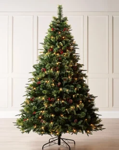WeRChristmas Pre-Lit Victorian Mixed Tip Berries & Pinecones Christmas Tree, 6 Ft^ Pre Lit Christmas Trees