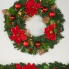 WeRChristmas Pre-Lit Warm White Decorated Wreath, Red/Gold, 60 Cm^ Decorated Wreaths|Pre Lit Wreaths