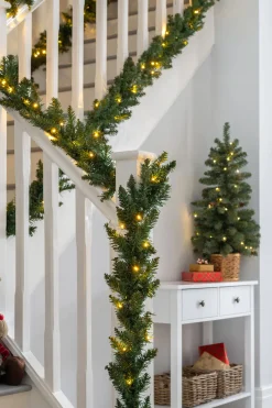 WeRChristmas Pre-Lit Warm White LEDs Garland, 9 Ft^ Plain Garlands|Pre Lit Garlands