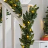 WeRChristmas Pre-Lit Warm White LEDs Garland, 12 Ft^ Plain Garlands|Pre Lit Garlands