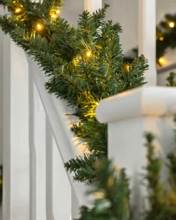 WeRChristmas Pre-Lit Warm White LEDs Garland, 12 Ft^ Plain Garlands|Pre Lit Garlands