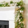 WeRChristmas Pre-Lit White Berry Mixed Tip Garland, 9 Ft^ Decorated Garlands|Pre Lit Garlands