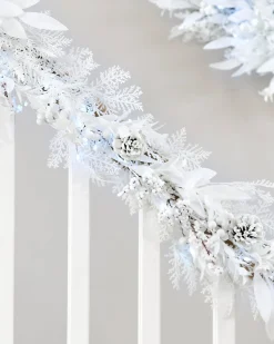 WeRChristmas Pre-Lit White Garland, 9 Ft^ Decorated Garlands|Pre Lit Garlands