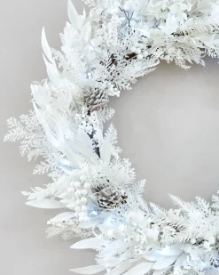 WeRChristmas Pre-Lit White Wreath, 76 Cm^ Decorated Wreaths|Pre Lit Wreaths
