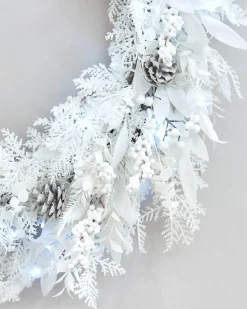WeRChristmas Pre-Lit White Wreath, 76 Cm^ Decorated Wreaths|Pre Lit Wreaths