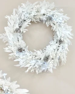 WeRChristmas Pre-Lit White Wreath, 76 Cm^ Decorated Wreaths|Pre Lit Wreaths