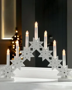 WeRChristmas Pre-Lit Wooden Candle Bridge, White^ Table Decorations
