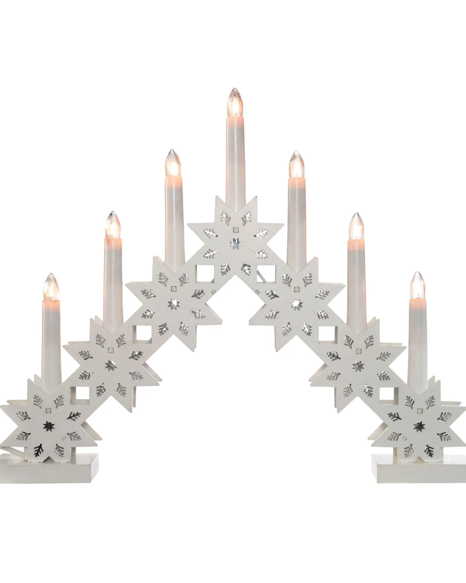 WeRChristmas Pre-Lit Wooden Candle Bridge, White^ Table Decorations
