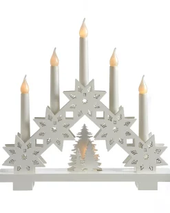 WeRChristmas Pre-Lit Wooden Candle Bridge, 33 Cm^ Table Decorations