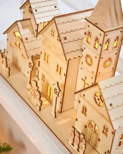 WeRChristmas Pre-Lit Wooden Church Scene, 28 Cm^ Table Decorations