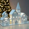 WeRChristmas Pre-Lit Wooden Church Scene, 22 Cm^ Table Decorations