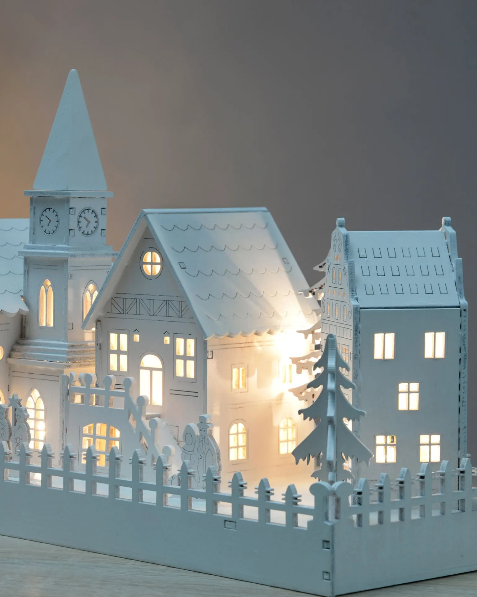 WeRChristmas Pre-Lit Wooden Village Church Scene, 45 Cm^ Table Decorations
