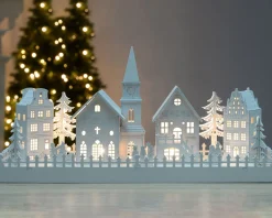WeRChristmas Pre-Lit Wooden Village Church Scene, 45 Cm^ Table Decorations