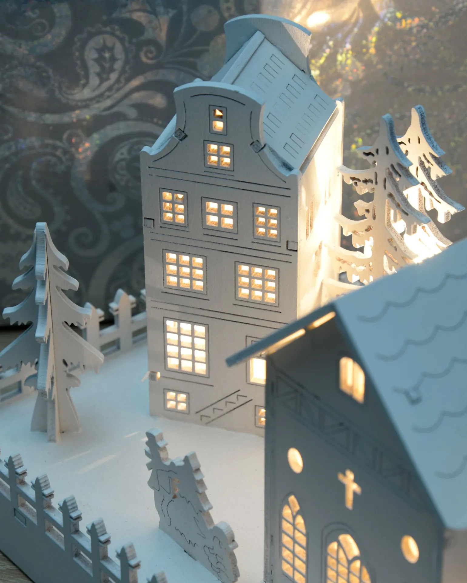 WeRChristmas Pre-Lit Wooden Village Church Scene, 45 Cm^ Table Decorations