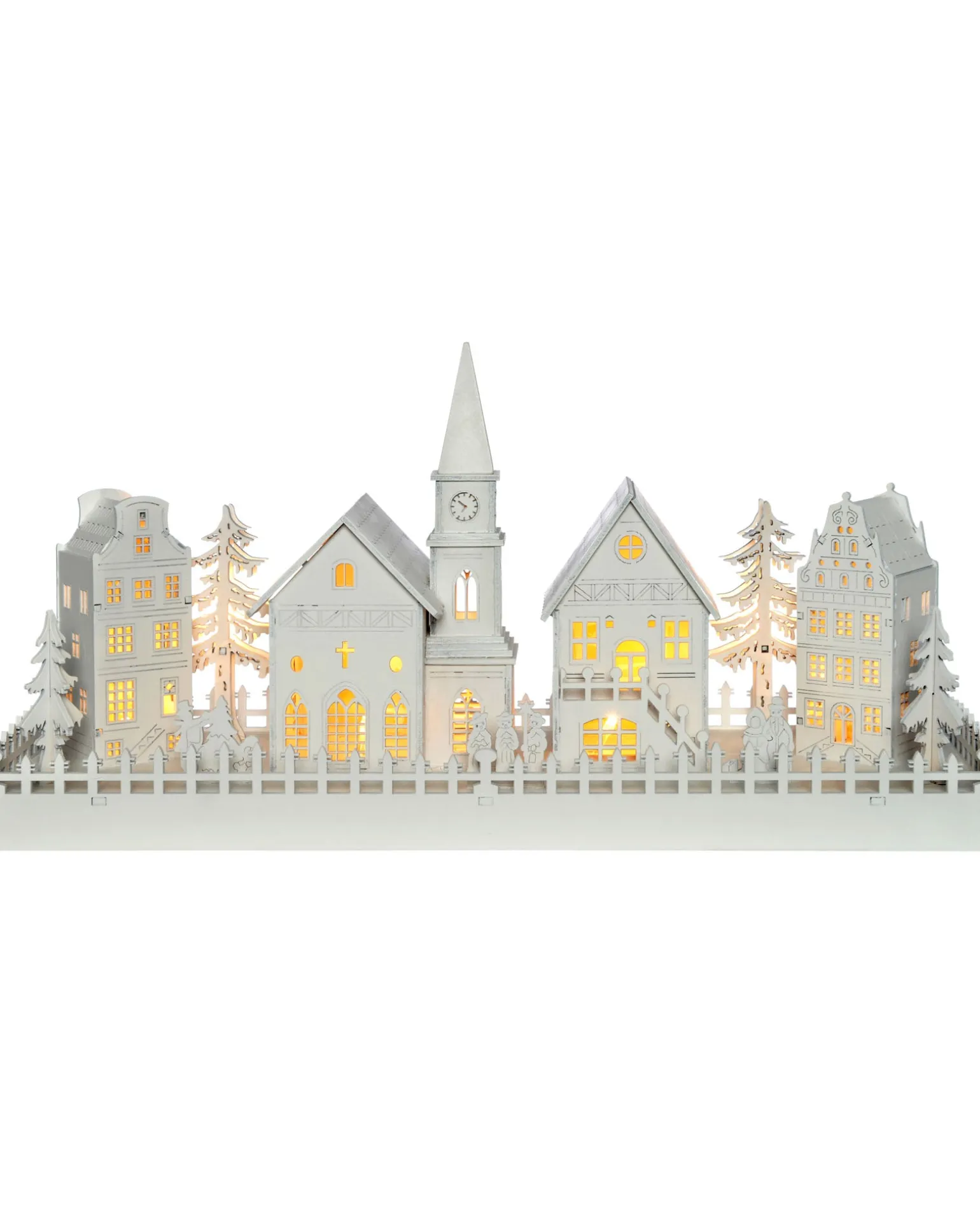 WeRChristmas Pre-Lit Wooden Village Church Scene, 45 Cm^ Table Decorations