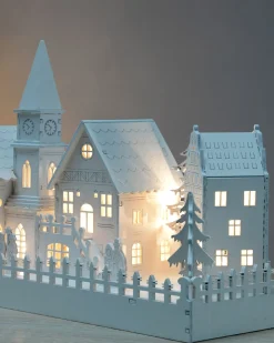 WeRChristmas Pre-Lit Wooden Village Church Scene, 45 Cm^ Table Decorations