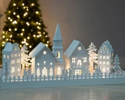 WeRChristmas Pre-Lit Wooden Village Church Scene, 45 Cm^ Table Decorations