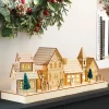 WeRChristmas Pre-Lit Wooden Village Scene, Neutral, 48 Cm^ Table Decorations