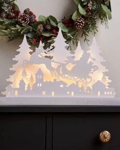 WeRChristmas Pre-Lit Wooden Village Scene, 44 Cm^ Table Decorations