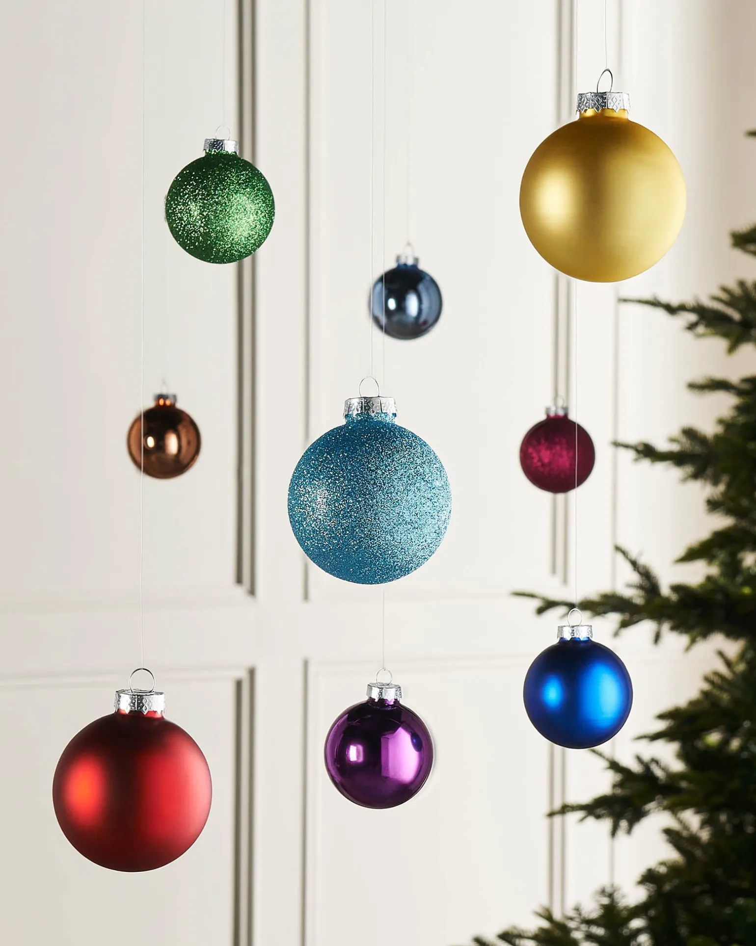 WeRChristmas Rainbow Glass Baubles, 24 Pack, 6 Cm^ Glass Baubles
