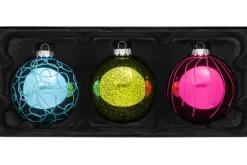WeRChristmas Rainbow Glass Baubles, 3 Pack, 11 Cm^ Glass Baubles