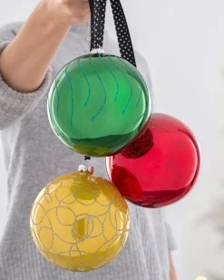 WeRChristmas Rainbow Glass Baubles, 3 Pack, 13 Cm^ Glass Baubles