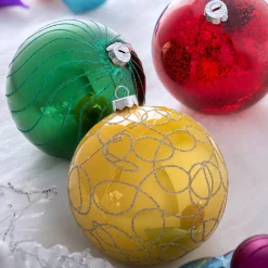 WeRChristmas Rainbow Glass Baubles, 3 Pack, 13 Cm^ Glass Baubles