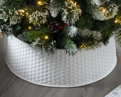 WeRChristmas Rattan Effect Tree Collar, White, 65 Cm^ Skirts & Collars