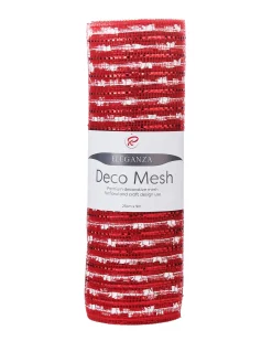 WeRChristmas Red And White Mesh With Red Foil, 9 M^ Deco Mesh