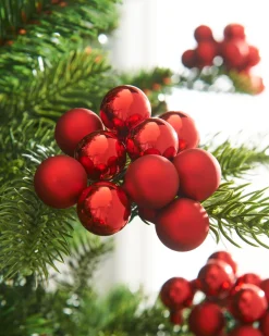 WeRChristmas Red Glass Berry Cluster Baubles, 5 Pack^ Glass Baubles