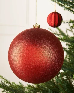 WeRChristmas Red Large Glitter Shatterproof Bauble, 20 Cm^ Oversized Baubles|Shatterproof Baubles