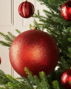 WeRChristmas Red Large Glitter Shatterproof Bauble, 20 Cm^ Oversized Baubles|Shatterproof Baubles