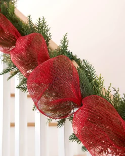 WeRChristmas Red Mesh With Red Foils, 9 M^ Deco Mesh