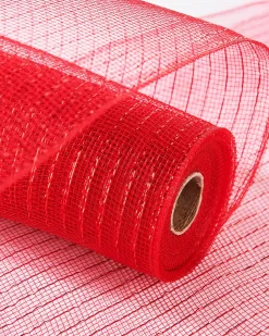 WeRChristmas Red Mesh With Red Foils, 9 M^ Deco Mesh