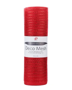 WeRChristmas Red Mesh With Red Foils, 9 M^ Deco Mesh