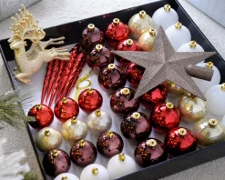 WeRChristmas Red/Gold Shatterproof Baubles Set, 50 Pack^ Shatterproof Baubles