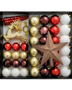 WeRChristmas Red/Gold Shatterproof Baubles Set, 50 Pack^ Shatterproof Baubles