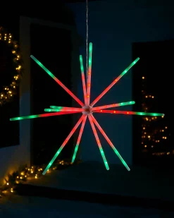 WeRChristmas RGB LED Hanging Starburst Decoration, 56 Cm^ Festive Star, Snowflake & Sign Lights