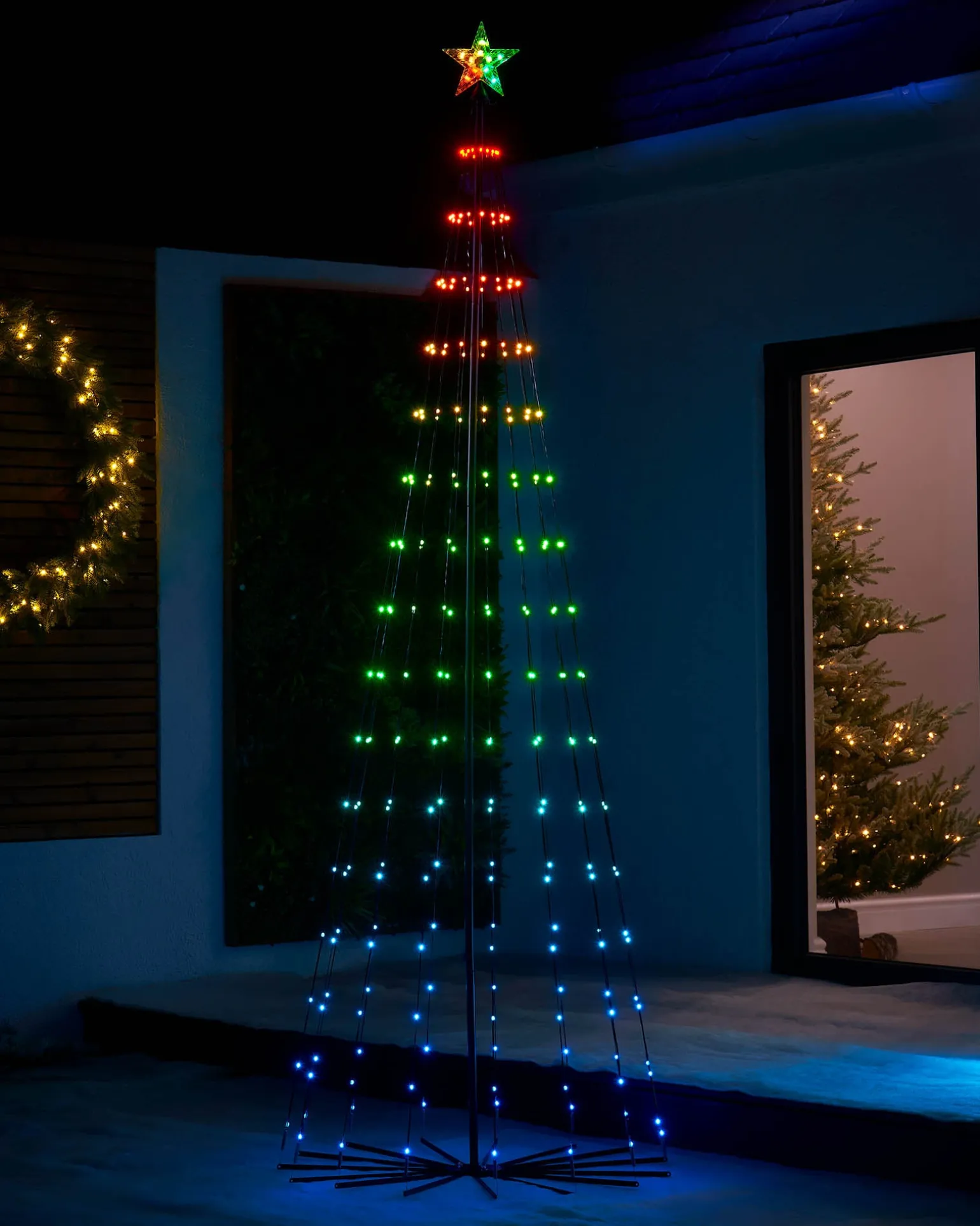 WeRChristmas RGB LED Pop-Up Christmas Tree With Star, 2.5 M^ Tree Silhouettes