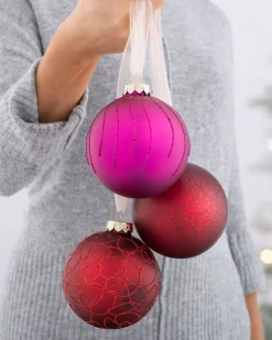 WeRChristmas Ruby Glass Baubles, 3 Pack, 10 Cm^ Glass Baubles