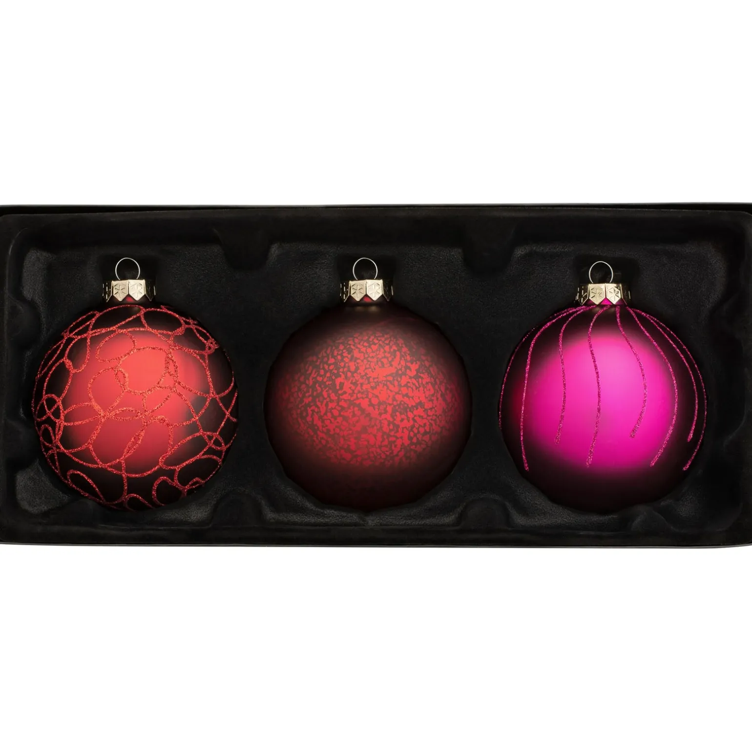 WeRChristmas Ruby Glass Baubles, 3 Pack, 10 Cm^ Glass Baubles