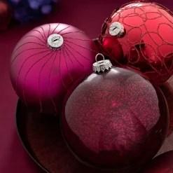 WeRChristmas Ruby Glass Baubles, 3 Pack, 13 Cm^ Glass Baubles
