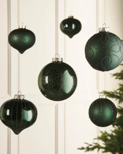 WeRChristmas Sage Green Glass Baubles, 6 Pack, 10 Cm^ Glass Baubles