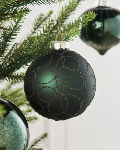 WeRChristmas Sage Green Glass Baubles, 6 Pack, 10 Cm^ Glass Baubles