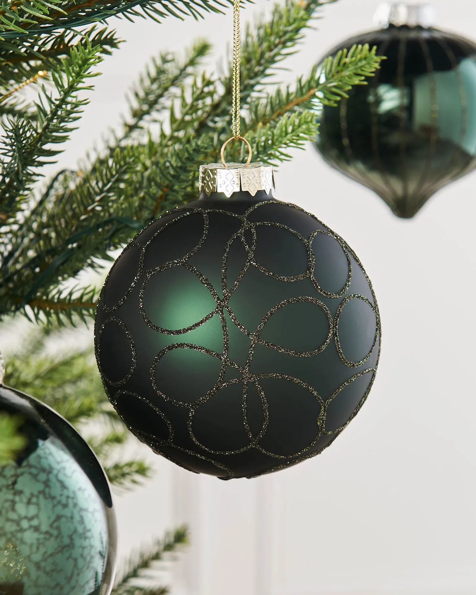 WeRChristmas Sage Green Glass Baubles, 6 Pack, 10 Cm^ Glass Baubles