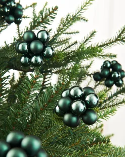 WeRChristmas Sage Green Glass Berry Cluster Baubles, 10 Pack^ Glass Baubles