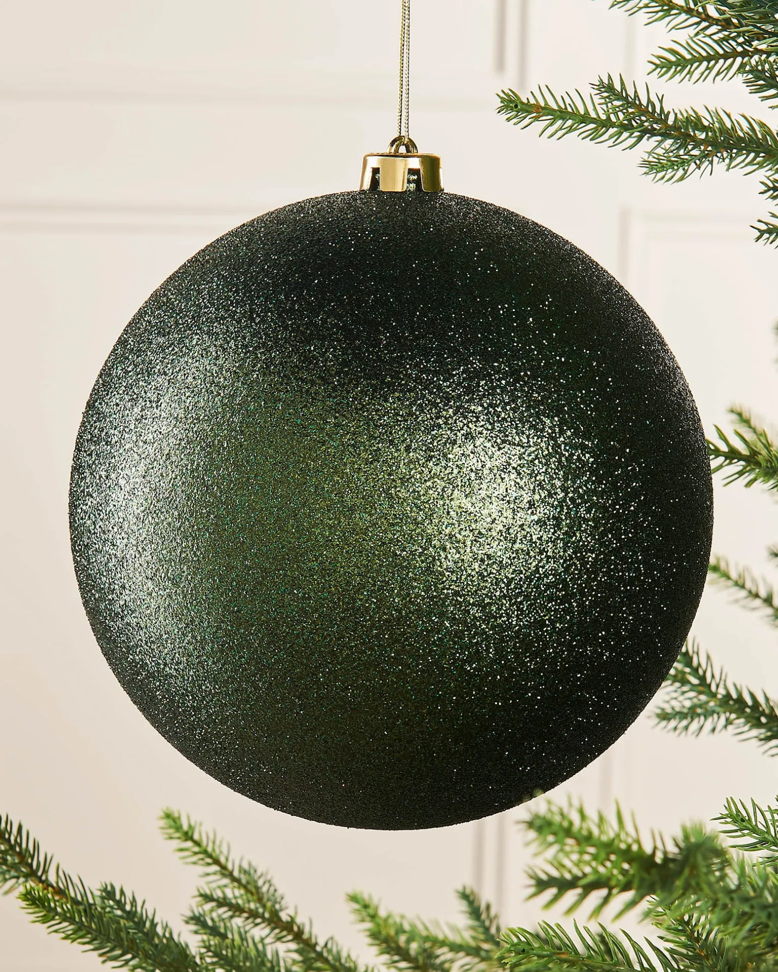 WeRChristmas Sage Green Large Glitter Shatterproof Bauble, 20 Cm^ Oversized Baubles|Shatterproof Baubles