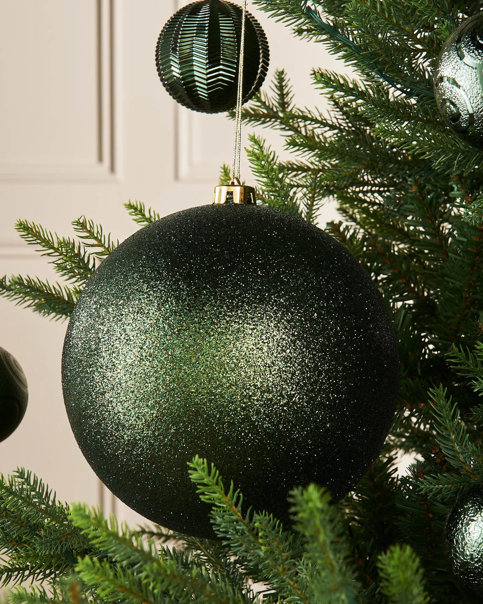 WeRChristmas Sage Green Large Glitter Shatterproof Bauble, 20 Cm^ Oversized Baubles|Shatterproof Baubles